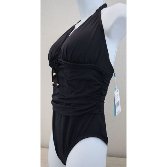 Bleu Rod Beattie Womens Sz 8 Black Glam Stand Empire Mio One Piece Swimsuit $119 - Picture 3 of 11